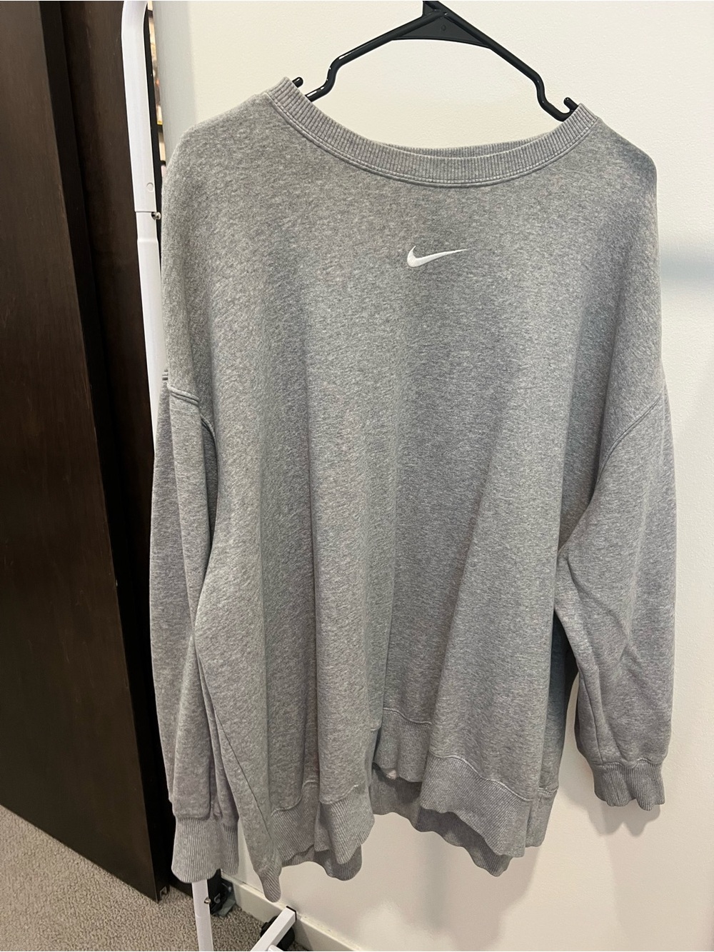 Nike Phoenix Women’s Grey Crewneck Sweatshirt with White Swoosh